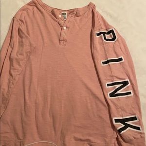 Half button up pink long sleeve tee (OBO)